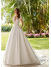 Cap Sleeves Ivory Lace Satin Royal Wedding Dress With Pockets